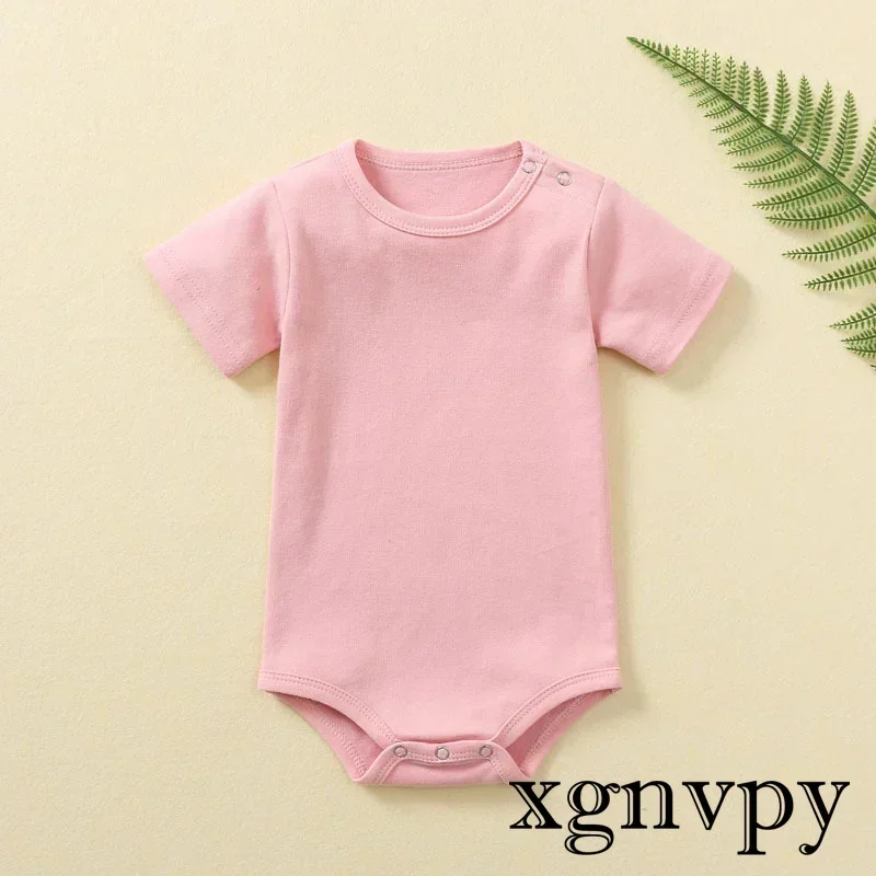 Newborn Baby Summer Rompers Short Sleeve Organic Cotton Infant Classic Romper Pajamas Solid Color Boy Girl Clothes