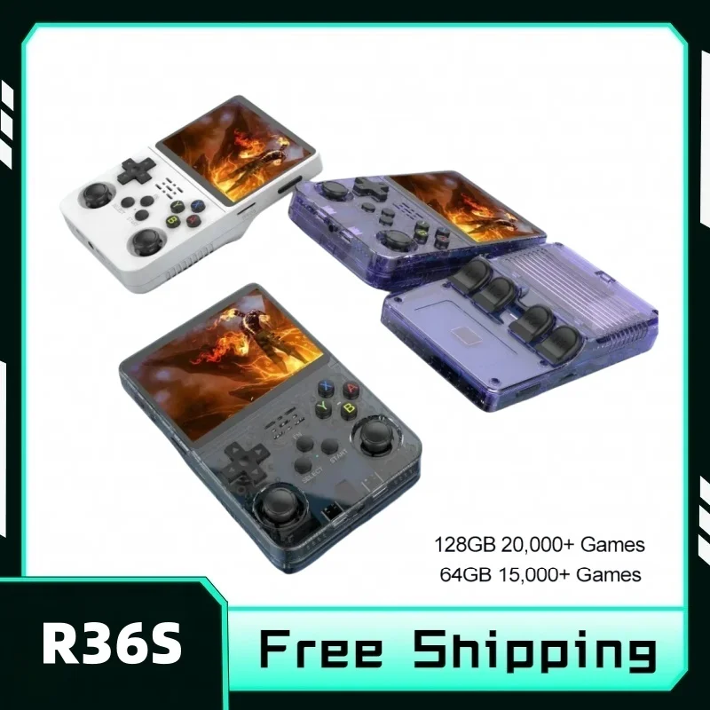 

2025Hot R36S Open-source Retro Handheld Game Console Portable Pocket Game Player 64G/128GB 3.5 "IPS ARKOS System Ps Game Console