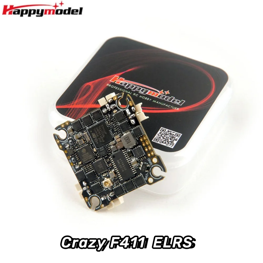 Happymodel CrazyF411 ELRS AIO 4in1 F411 Flight Controller Built-in UART 2.4G ELRS RX 20A ESC 2-4S for FPV Toothpick Drones