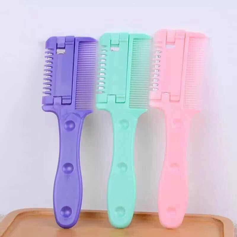 

2 In 1 Hair Cutting Trimmer Barber Comb Home Bangs Hair Cutter Thinning Handle Brush With Razor Detachable Styling Tools