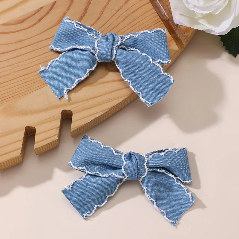 2/8 Stück/Set Star Denim Bow Haarspangen – Alligator-Clips für doppelte Pferdeschwänze, niedlich und vielseitig, ein unverzichtbares Accessoire für den Alltag. – Detail 7