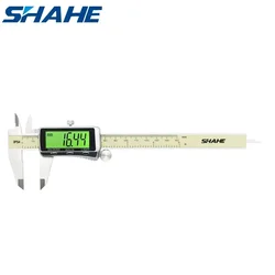 SHAHE-Digital Vernier Caliper com LCD grande, aço inoxidável, luz de fundo, eletrônico, ferramenta de medição, Polegada, métrica, 150mm, 6 Polegada