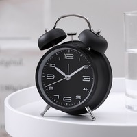 4 Inch Twin Bell Loud Alarm Clock Luminous Metal Frame Silent Student Alarm Clock Strong Wake-up Mute Table Clock Living Room