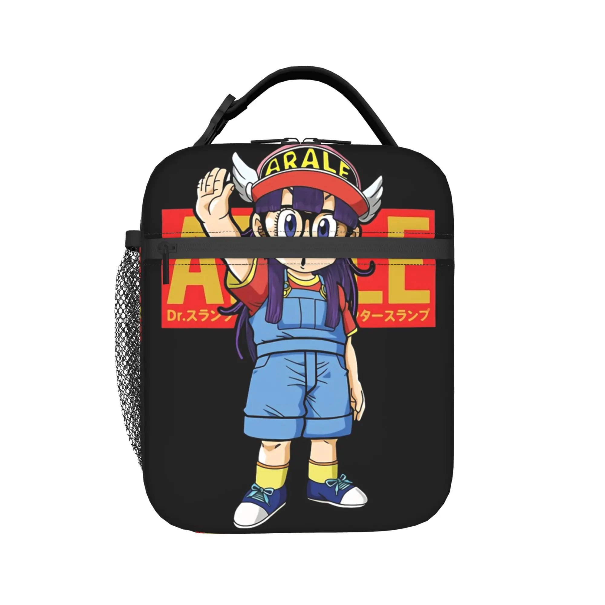 Arale Norimaki  Dr. Slump Lunch Bag For Men  Print Lunch Box Cute Travel Cooler Bag Portable Zipper Oxford Thermal Tote Handbags