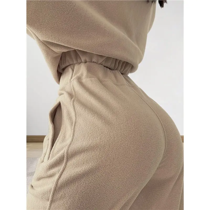 CYL-Womens 2 Piece Outfits Lounge Sets Polar-Fleece Half Zip Pullover And Baggy Sweatpants With Pockets