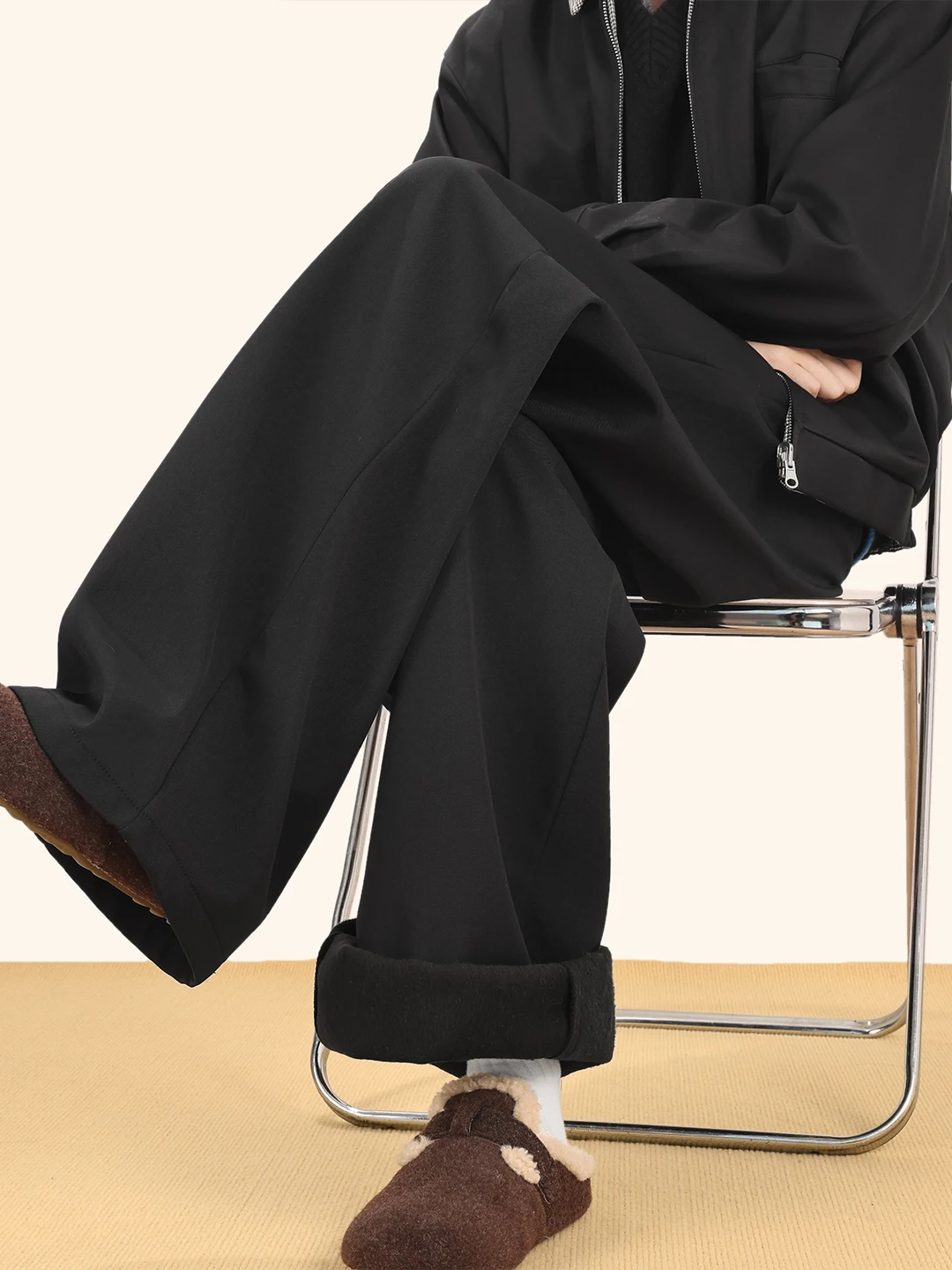 

Мужские повседневные брюки Cleanfit с начесом, прямого кроя, осенне-зимние, модные, с высокой талией, зауженные к низу