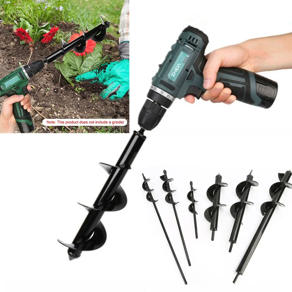 Spiral Drill Bit Garden Earth Auger High Carbon Steel Flower Planting Hole Digger Ground Auger Yard Gardening Planting Tools