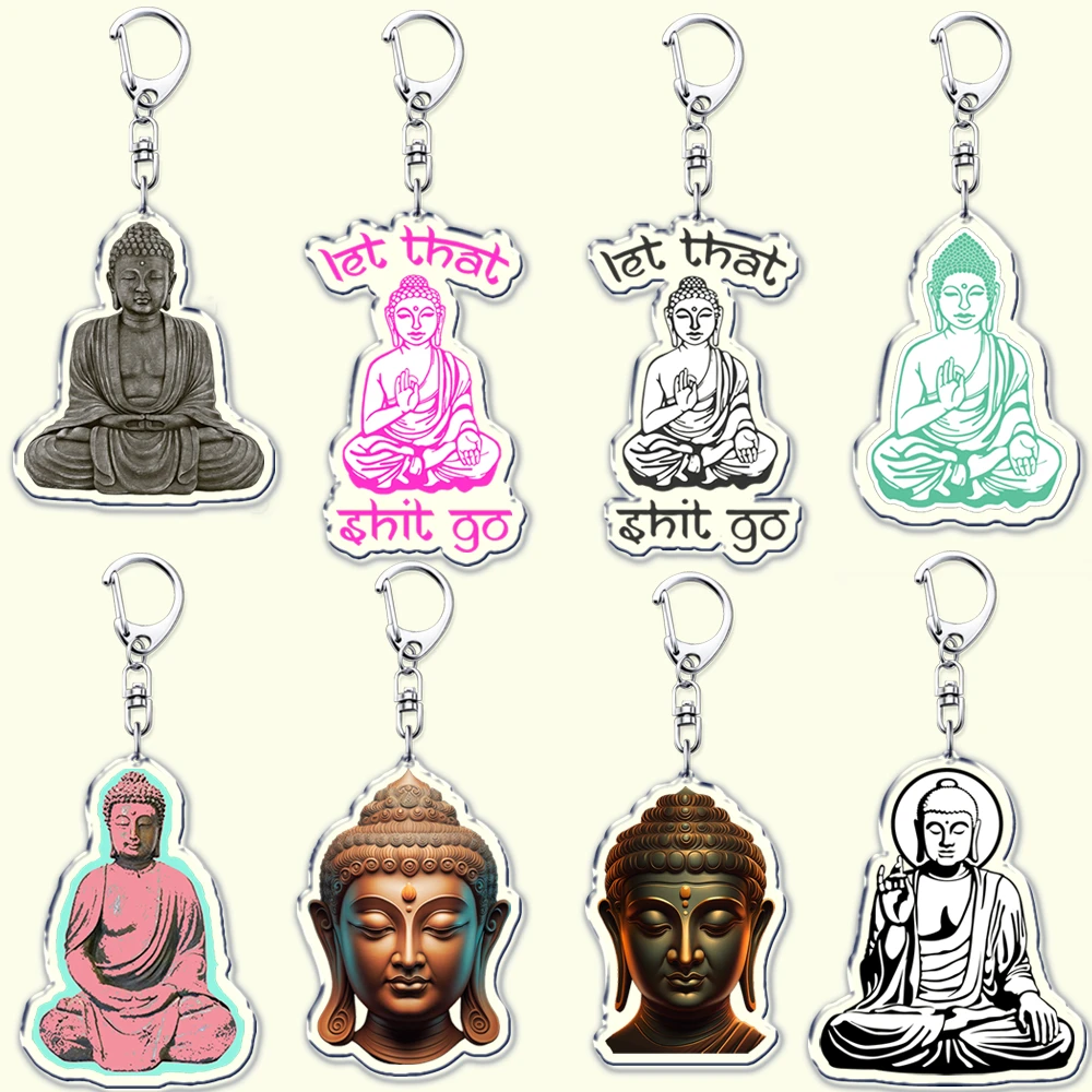 Spiritual Religion Buddhism Keychains for Accessories Bag Yoga Budda Buddha Buddhist Key Chain Keyrings Jewelry Friends Gifts