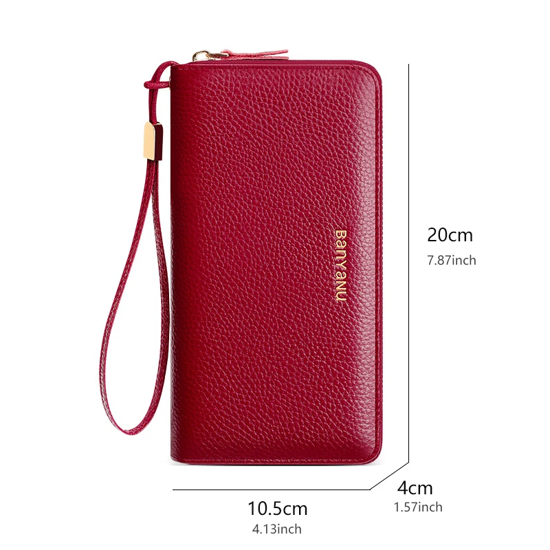 New Wallets for Women Large Capacity Long Wallet Genuine Leather Purse Female Brand Luxury Card Holder Cowhide Phone Clutch Bag