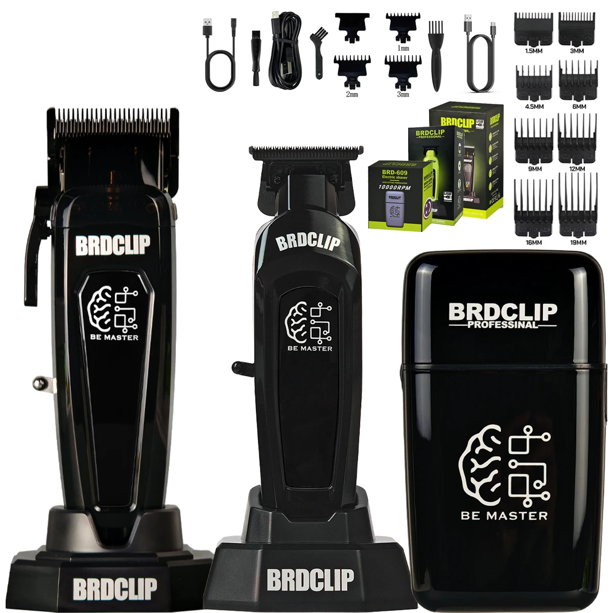 BRD 106 107 609 Professioneller elektrischer Haarschneider, Haarschneider, DLC-Klinge mit Basis, 7500 U/min, 8000 U/min, 7000 U/min, Friseurset BRDCLIP