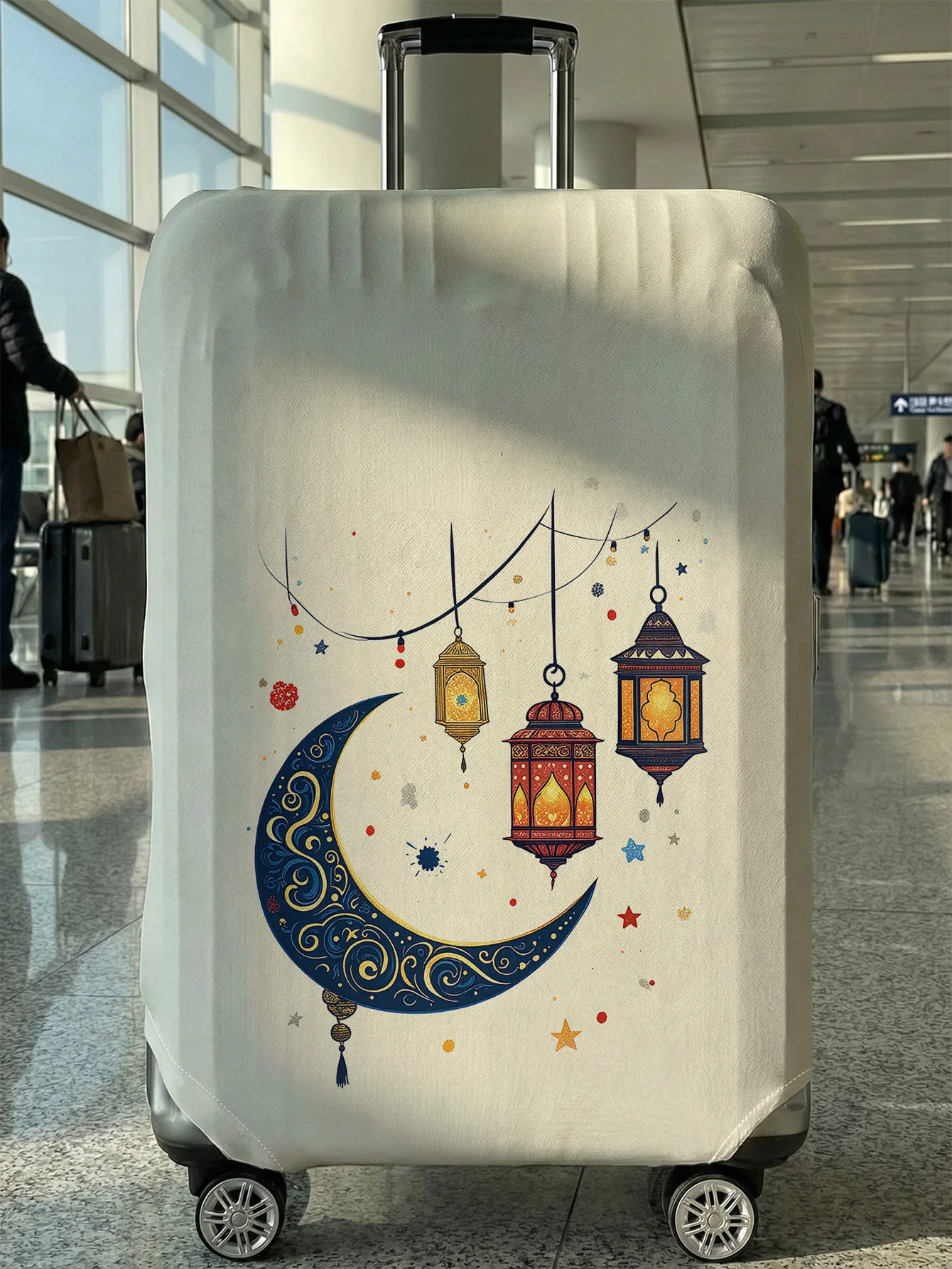 

Ramadan Moon Star Lantern Luggage Cover, Suitable for 18-32 Inch Luggage Cover, Luggage Handle Glove, Travel Accessories