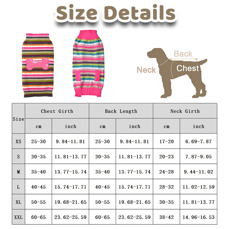 Christmas Winter Dog Clothes Striped Print Knitted Sweater Chihuahua Yorkshire Jacket Coat for Girl Dog Dress Coat Pet Costume