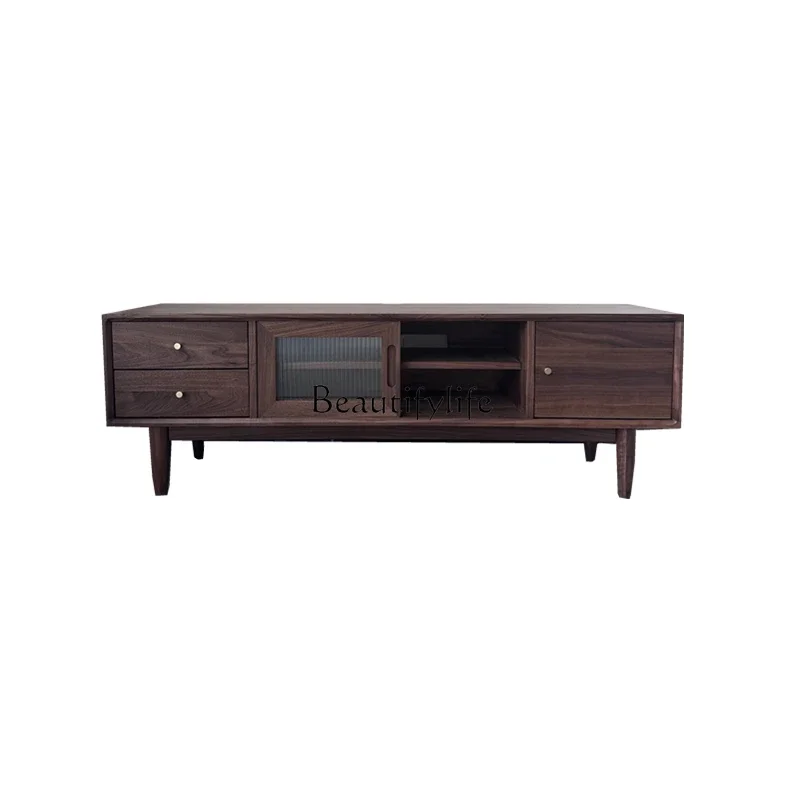 

ls 18Modern simple North American black walnut all-solid wood TV cabinet living room cabinet