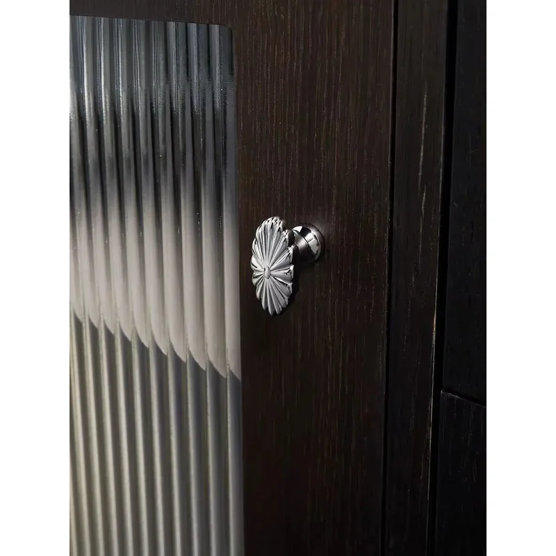 Chrome-plated brass silver Nordic wardrobe door handle modern light luxury simple single-hole drawer cabinet wine cabinet small