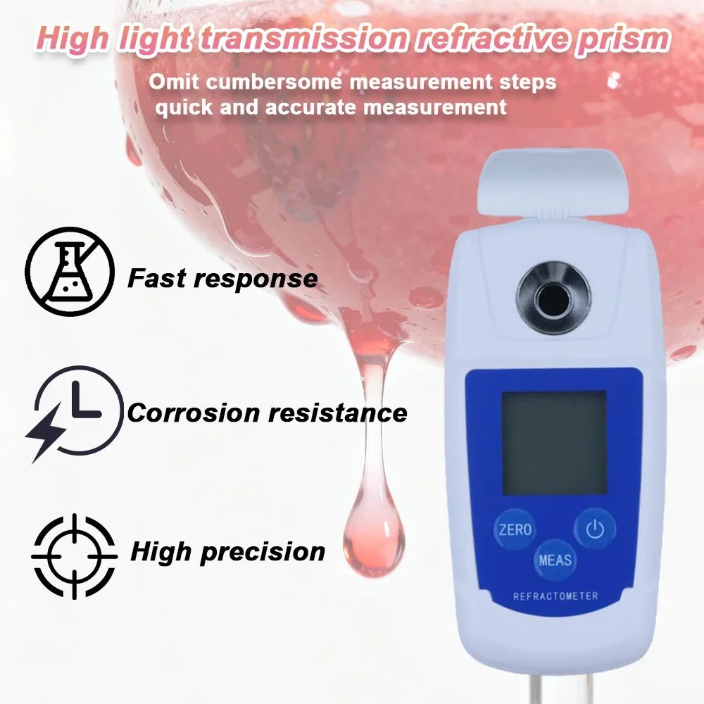 High Precision 0-55% Digital Brix Refractometer Brix Meter Automatic Temperature Compensation Refractive Index Sugar Content Tes