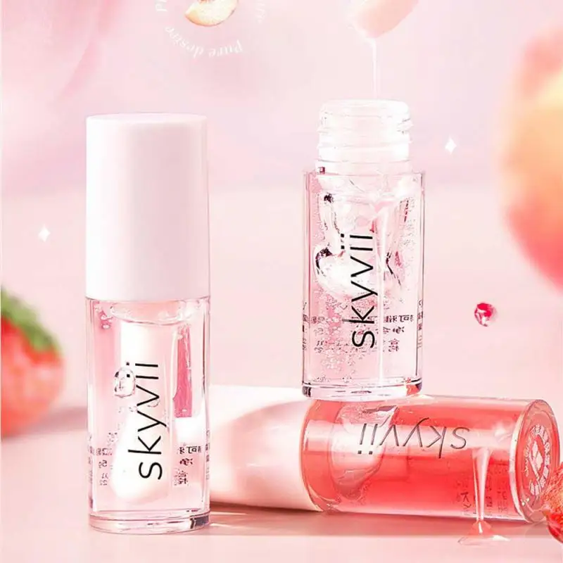 Moisturizing And Hydrating Anti-dry Lip Balm Female Student Lip Care Remove Dead Skin Peach Crystal Transparent Texture Lip Oil