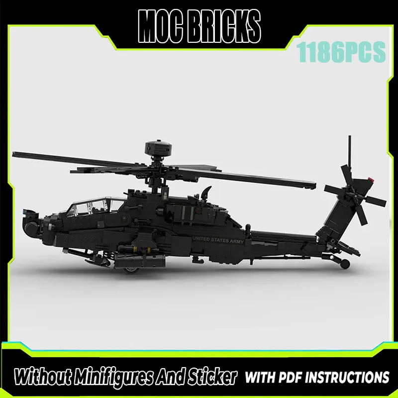 MOC Building Blocks Military AH-64E Escort Fighter Technology Bricks Toys