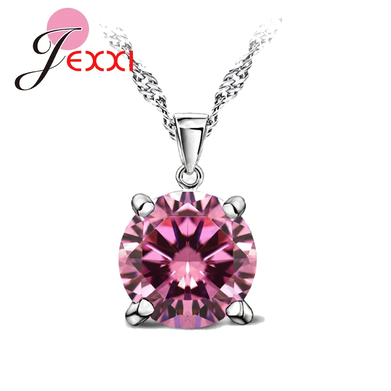 CZ Crystal Chain Necklaces Solid 925 Silver Color Pendant Necklace  Fashion Brand Crystal Party/ Wedding Jewelry For Women