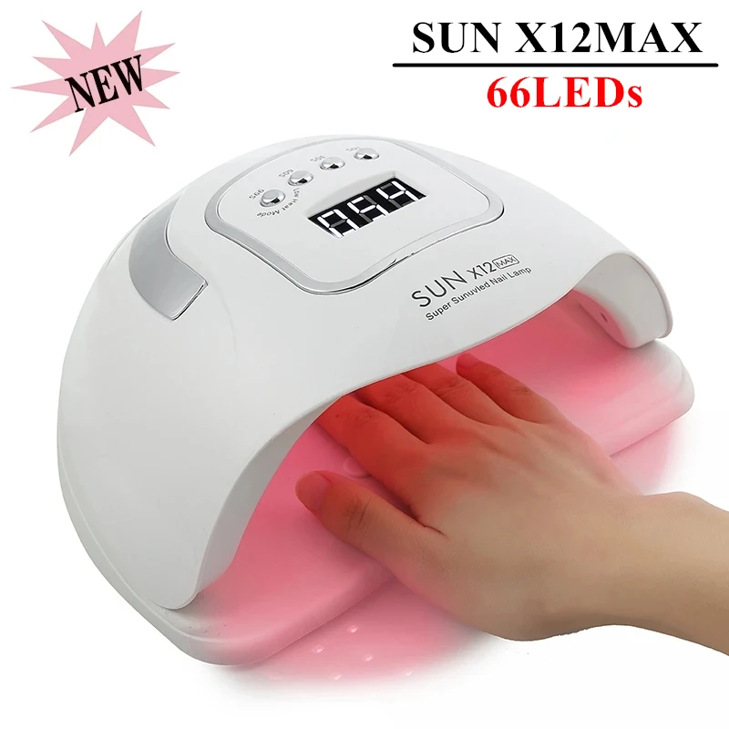 Zon X12max Uv Led Nagellamp Voor Snelle Gel Polish Droger Machine 66Leds Uv Licht Voor Nagels Uv Led Manicure Salon Lamp Tools