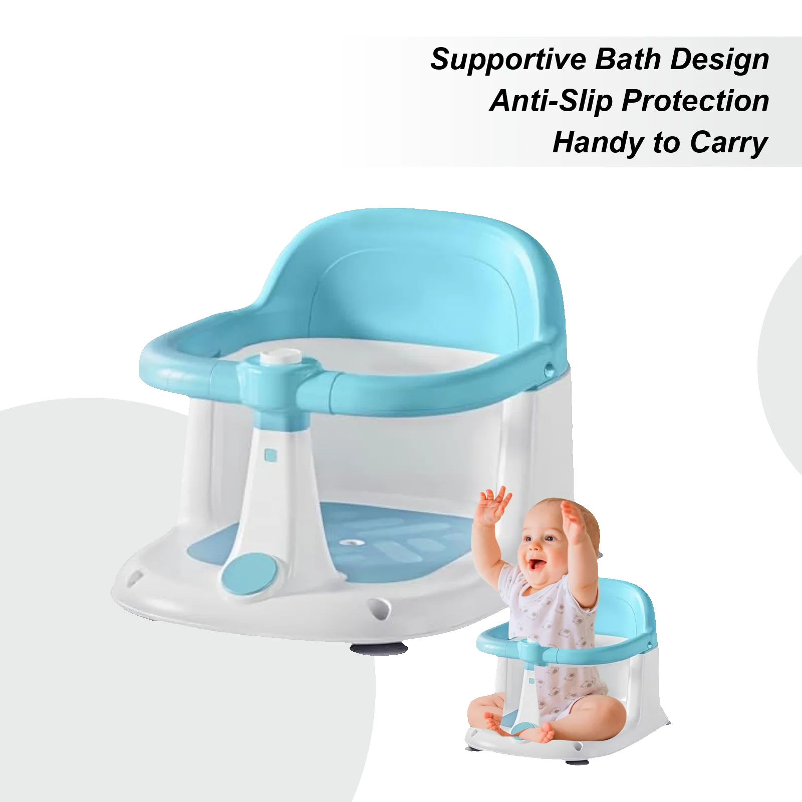

Bath Seats For Babies Sitting Up Sit Up Portable Toddler Bathing Chair Quick-Drain Baby Bath Support Non-Slip Seat For 1-3 Years