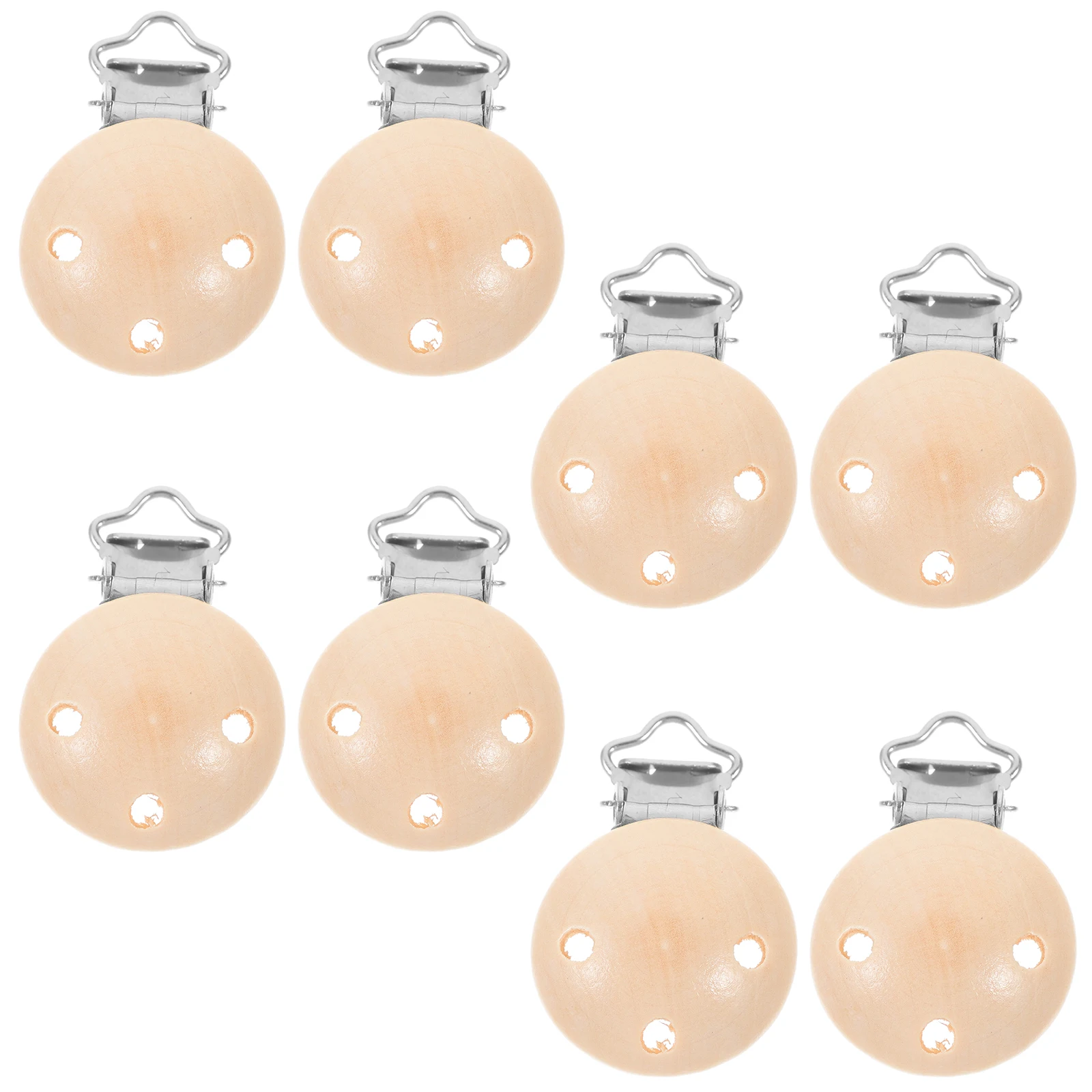 

8 Pcs Pacifier Clips Wooden Round Mushroom Beads Holder for Wood Pacifier Clips Holder Grasping Toy Teething DIY