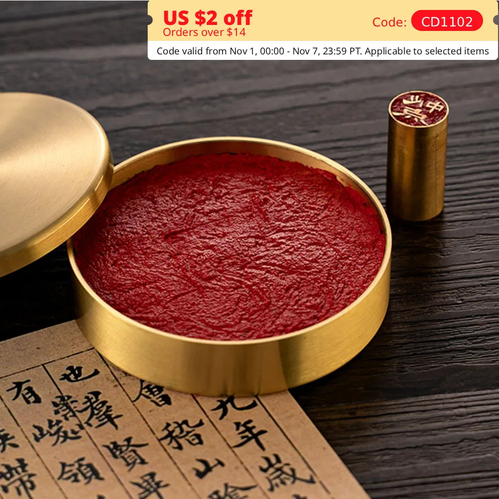 

Round Brass Ink Pad Case Portable for Red Ink Custom Engravable Stamp Inkpad