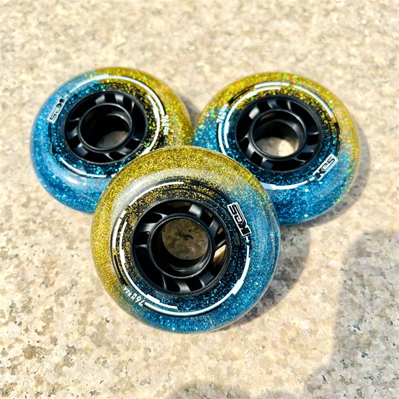 82A Kids Skates Wheel Children Woman Inline Skating Wheels with 82A Hardness Dual Colours Rainbow FSK Slalom 68mm 72mm 76mm 8pcs