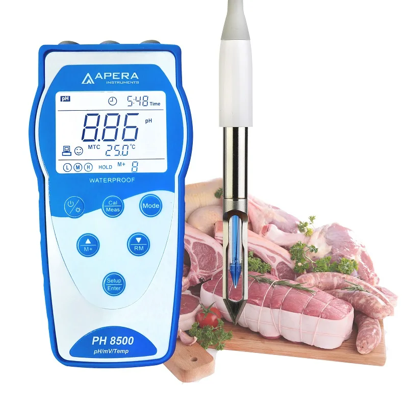 PH8500-BS Portable Meat pH Meter Kit, Equipped with LabSen763 Food-Grade Stainless Steel Blade Spear Probe