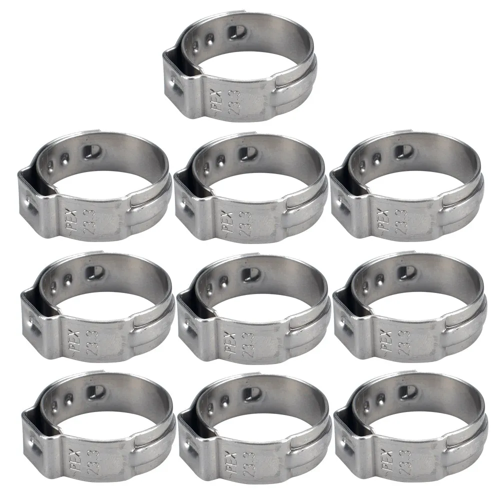 10Pcs Stainless Steel Single Ear Hose Clamps Water Hose Clips Heavy Duty Drive Fasteners for Pipe Cable Tube Securing Automotive
