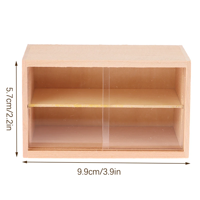 1Pc 인형 집 미니어처 벽 캐비닛 슬라이딩 도어 쇼케이스 스토리지 캐비닛 미니 침대 옆 테이블 모델 인형 집 장식 액세서리