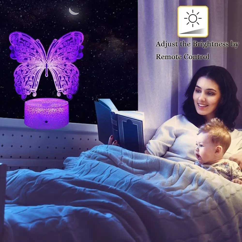 Farfalla 3D Illusion lamp Night Lights for Kids lampada da comodino 16 colori che cambiano con Smart Touch e lampada telecomandata per bambini