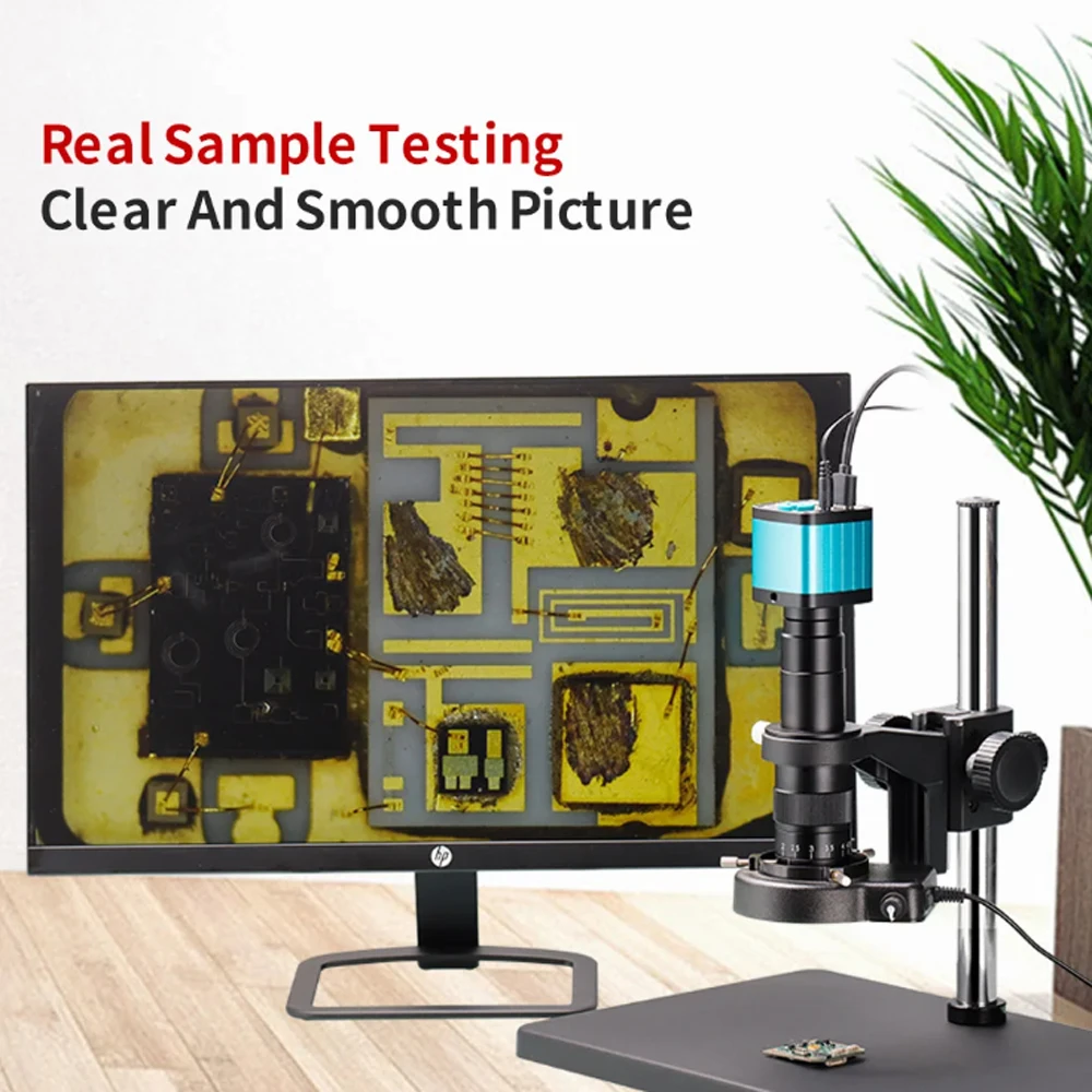 48MP 4K HDMI USB Electronic Digital Video Microscope Camera 180X Zoom C Mount Lens With LED Light For Lab PCB Phone Repair Tools