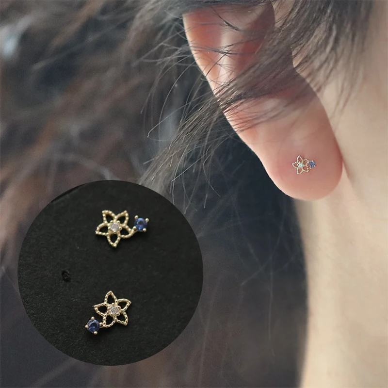 Einfache süße süße Zirkon hohle Blume Ohr stecker für Frauen Teenager trend ige Schmuck Accessoires Geschenk