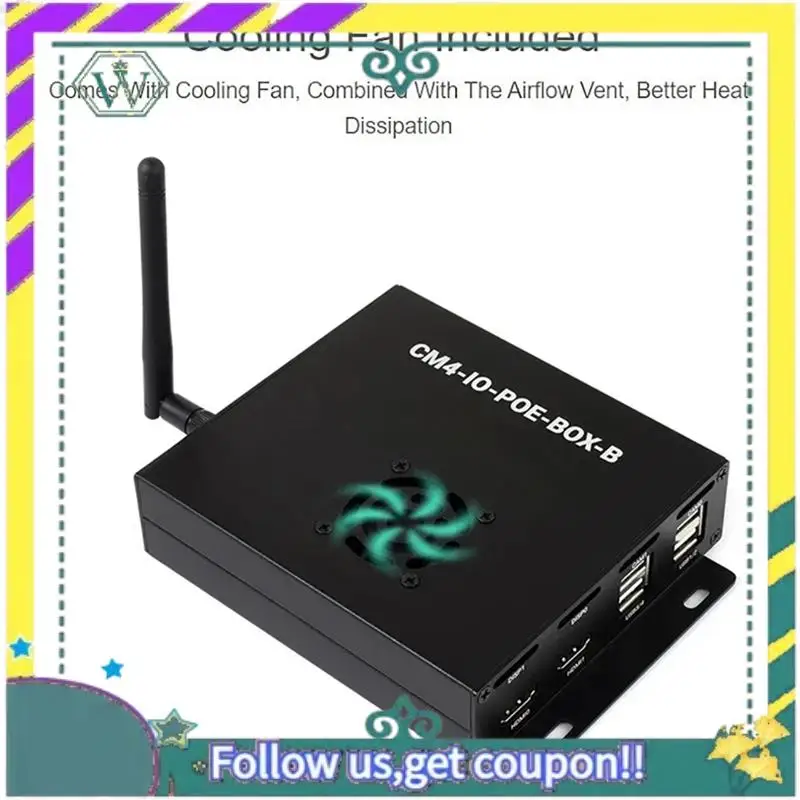 NEU für Raspberry Pi Compute Module 4 Poe Mini-Computer (Typ B) basierend, mit Metallgehäuse-Lüfter CM4 Poe IO Board US-Stecker