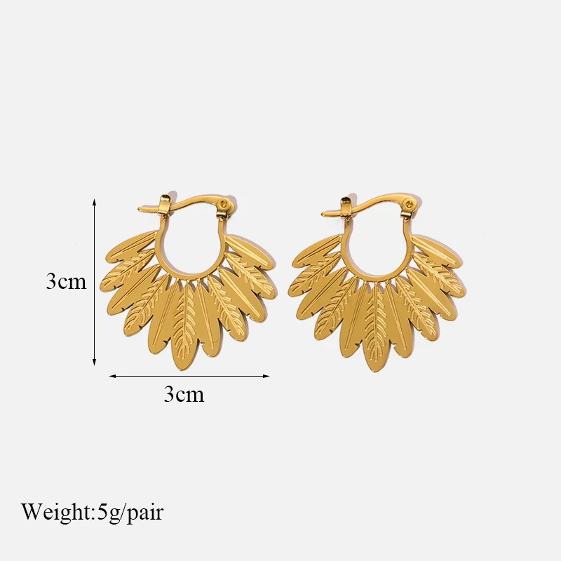 GANPUP 316L Edelstahl Metall Blumen Blätter Tropfen Ohrringe Für Frauen 18K Gold Überzogene Tägliche Wasserdichte Schmuck Zubehör – Detail 6