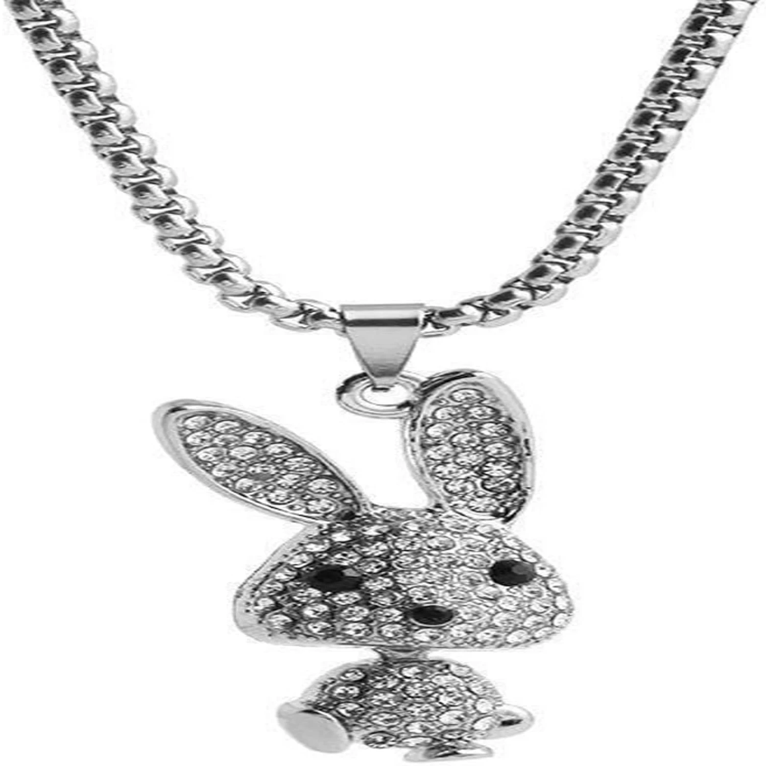 Eye-catching, stylish long chain sweater necklace with exquisite jumping rabbit pendant for women. This unique and charming neck