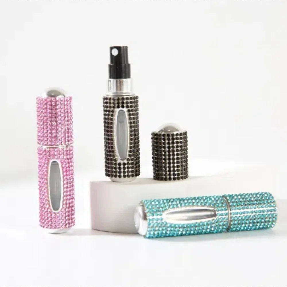5 ml Mini Perfume Bottle Crystal Bling Glitter Refillable Atomizer Sprayer Mini Size Diamond-Encrusted Empty Pump Container