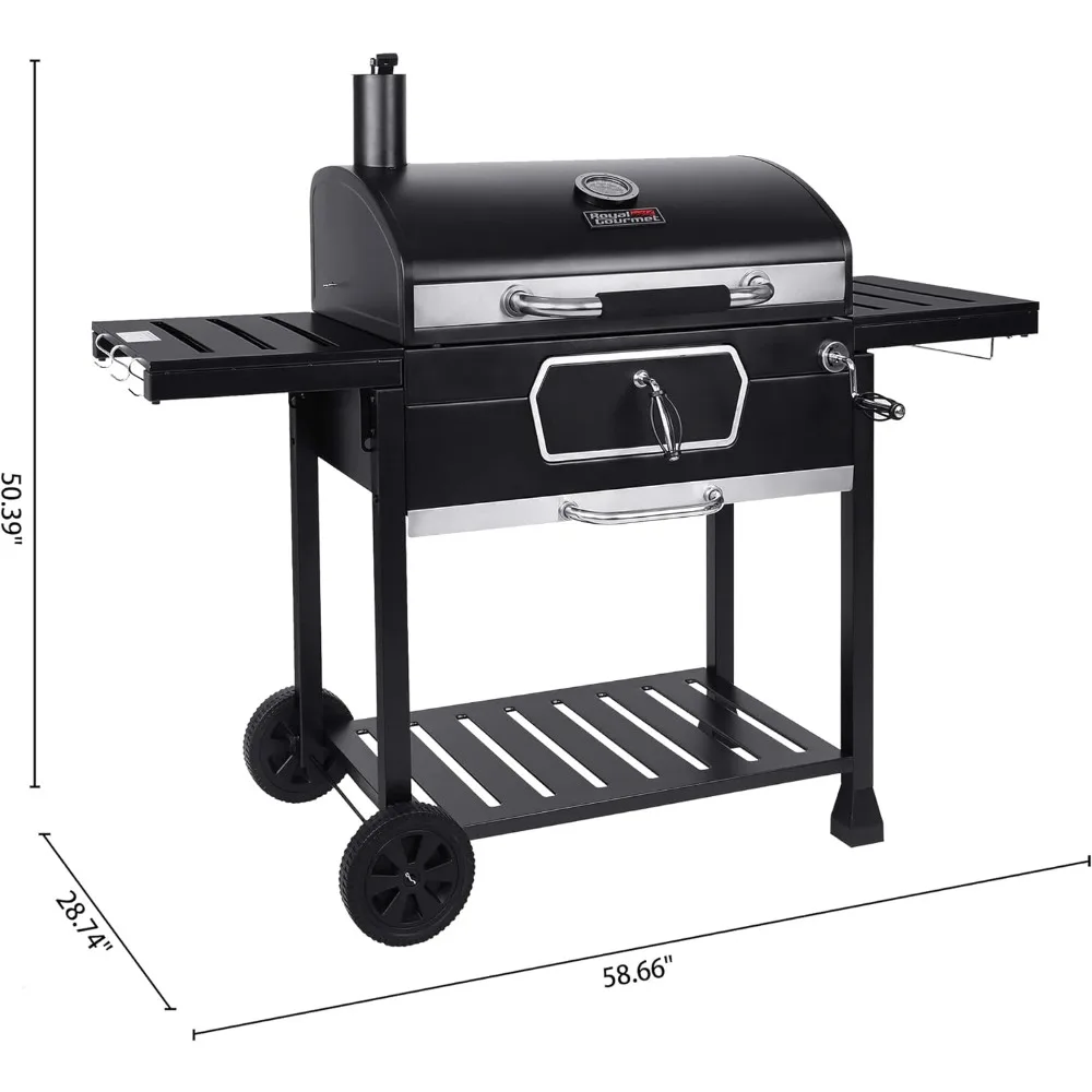 BBQ Grill of 30-Inch, Barbecue Grill with Collapsible Side Tables, Outdoor BBQ Grill