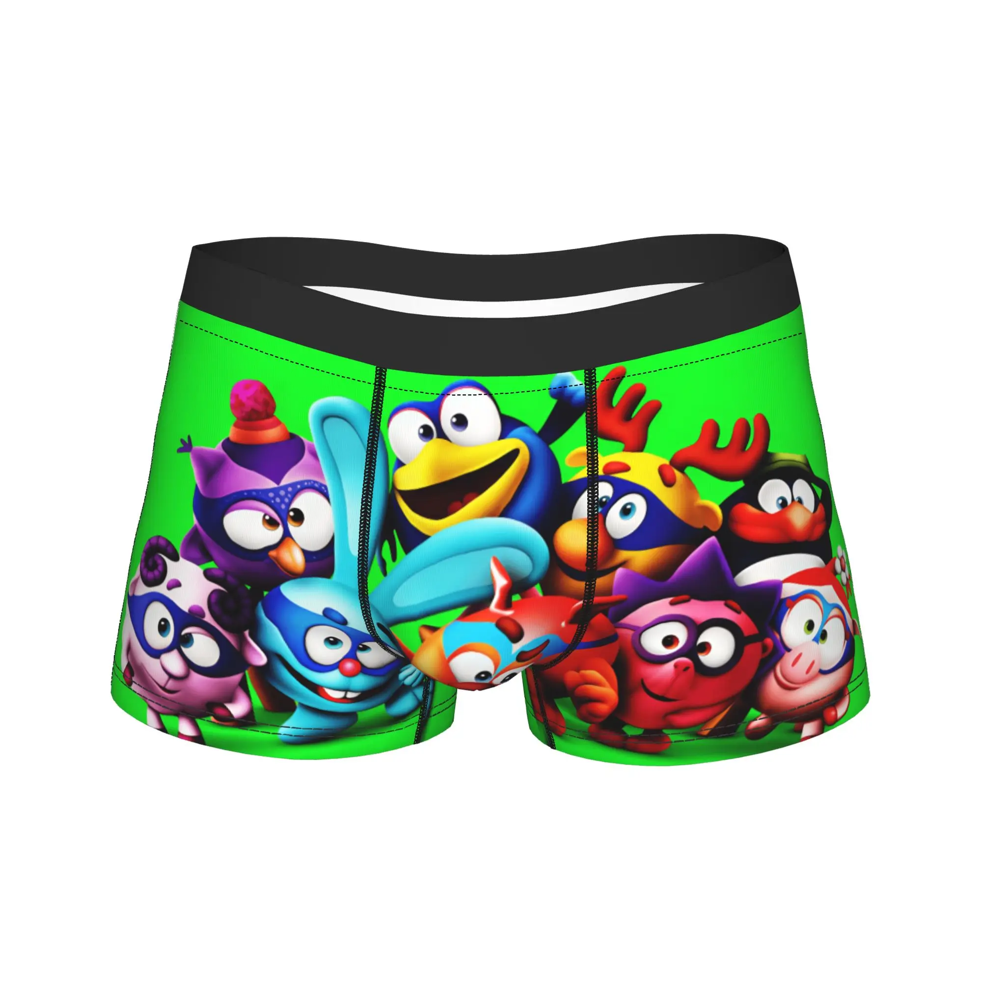Kikoriki Version Characters Green Background Underwear  Man Boxer Brief Novelty Trunk Quality Print Large Size Panties