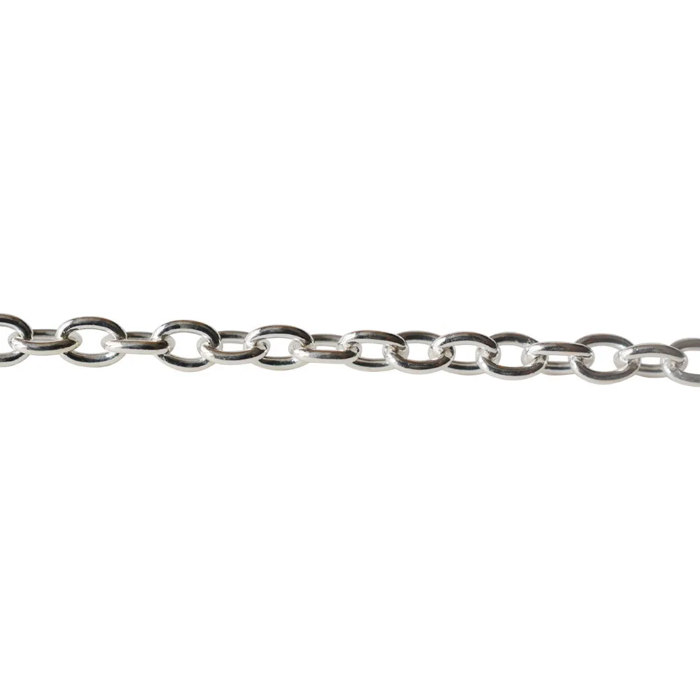 Solid 925 Sterling Silver Oval Cable Chain bulk Loose Rope Link for Jewelry making Diy Components and Findings, 1 meter