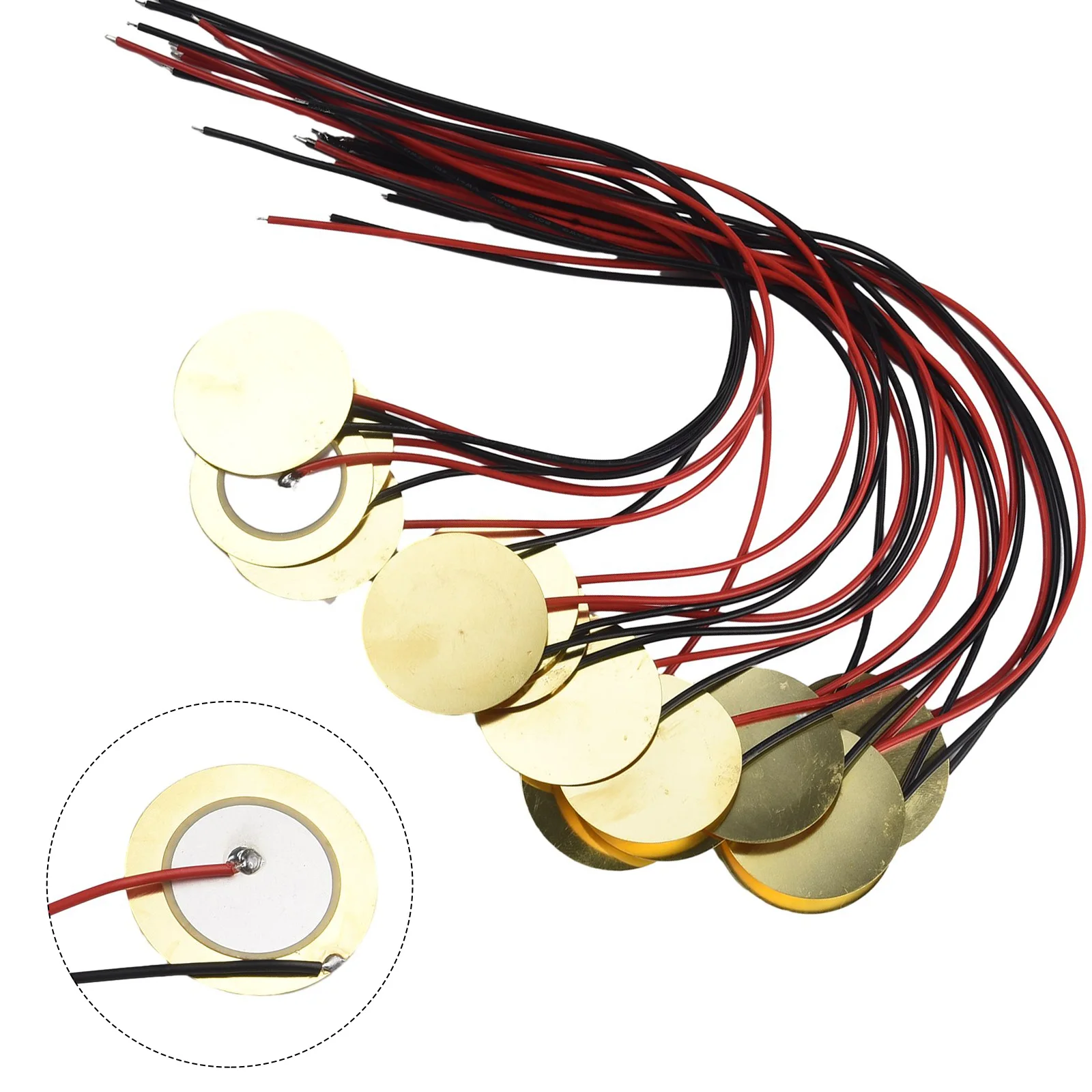 35mm Piezo Disc Transducers 15 Pack with 250mm Wires for Acoustic Pickup Drum Trigger Microphone Sensor and DIY Electronics