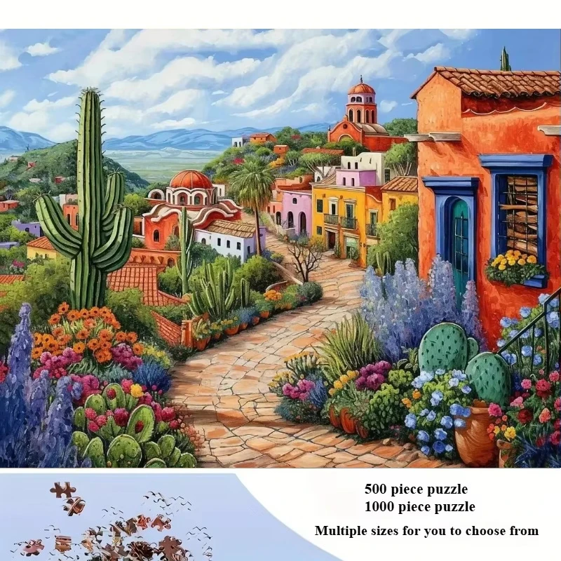 500/1000/1200/2000 PCS Mexican Colorful Town Puzzle Creative Puzzle Jigsaw Birthday Gifts Home Decoration Educational Toys