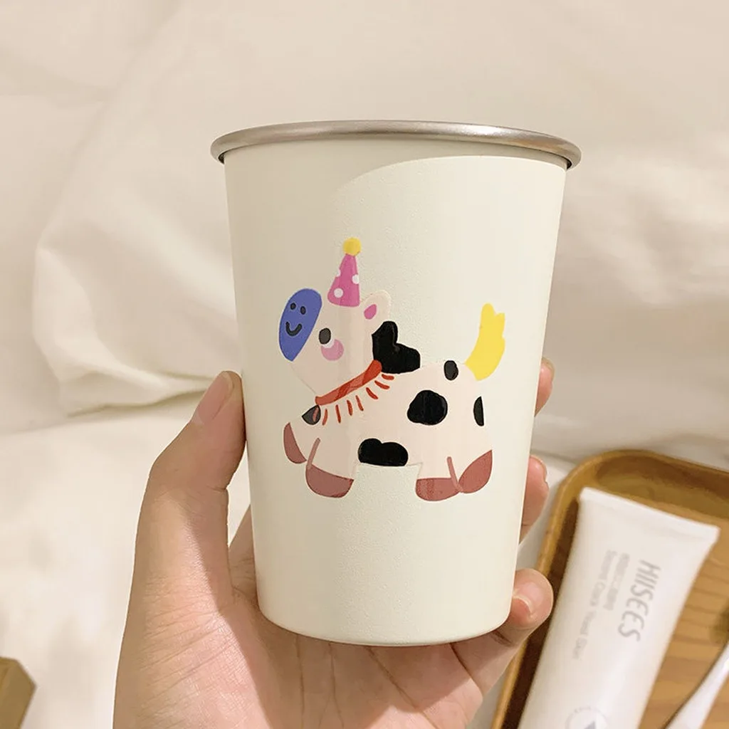 Cute Cartoon Pony Pattern 304 Stainless Steel Mouthwash Cup Stackable Daily Tumbler For Home Bathroom Toothbrushing Supplies