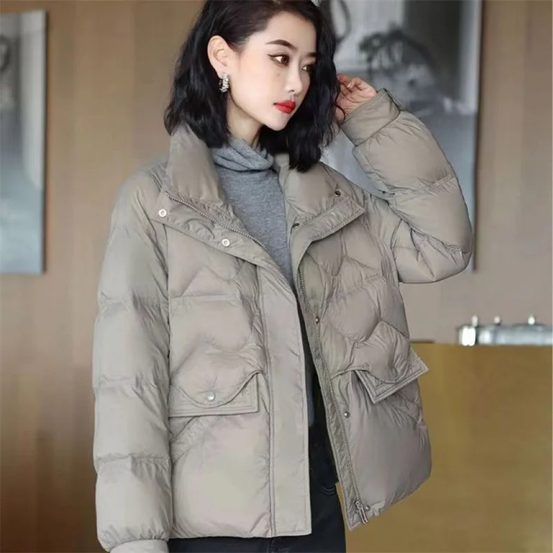 

New Autumn Winter Loose Oversize Down Coat Women Warm Thicken White Duck Down Jacket Ladies Quilted Puffer Parkas Short Outwears