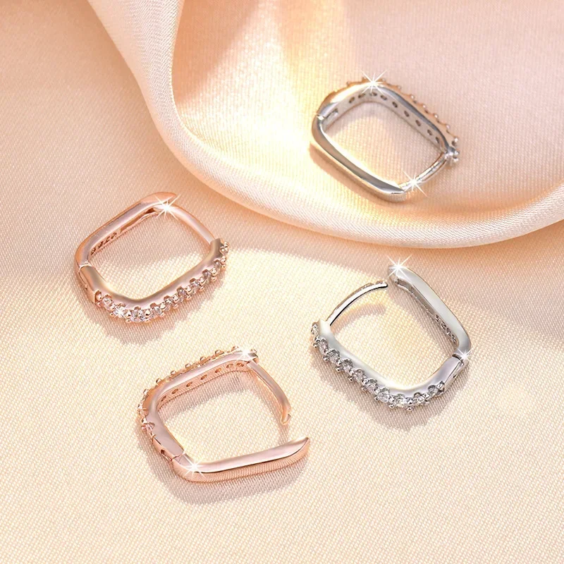 trending products 925 Sterling Silver Crystal Jewelry Fashion Zircon Circle Hoop Earrings for Woman Lady Wedding Party Gifts