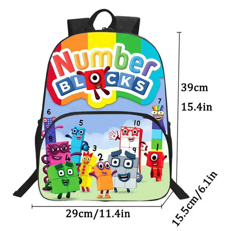 Numberblocks student backpack: High appearance level, large capacity, spine support, Oxford cloth, lightweight backpack