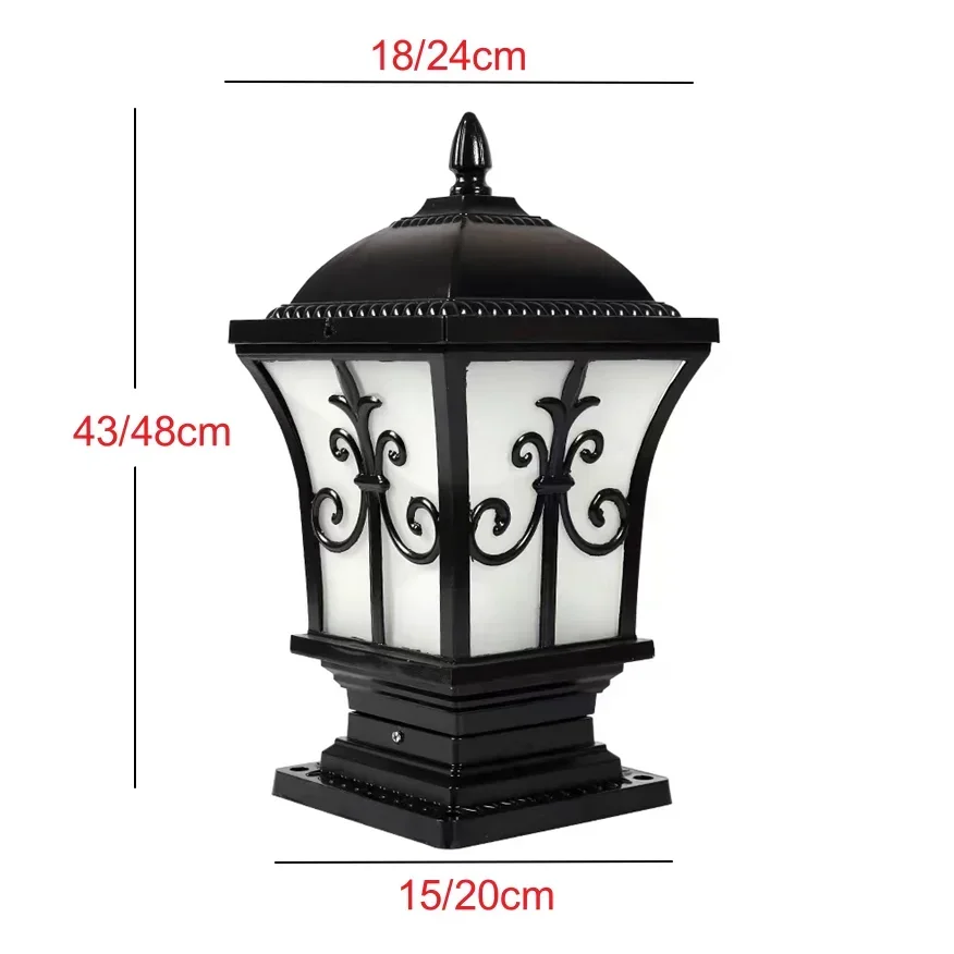 

Waterproof LED Fixtures Black Lampshade Outdoor Wall Lamp with Glass Shade Warm/Cold White Landscape Lighting IP65 for Pillar