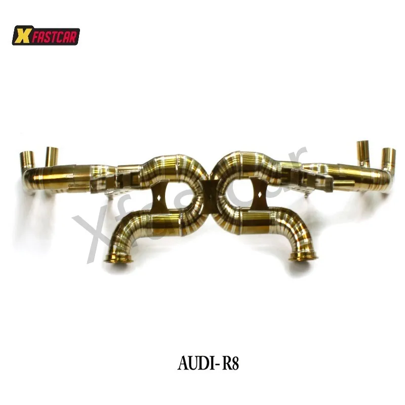 Gold Color Exhaust System for  R8 5.2L 5204cc V10 2007 up With Titanium Alloy High-Temperature Resistant Materials