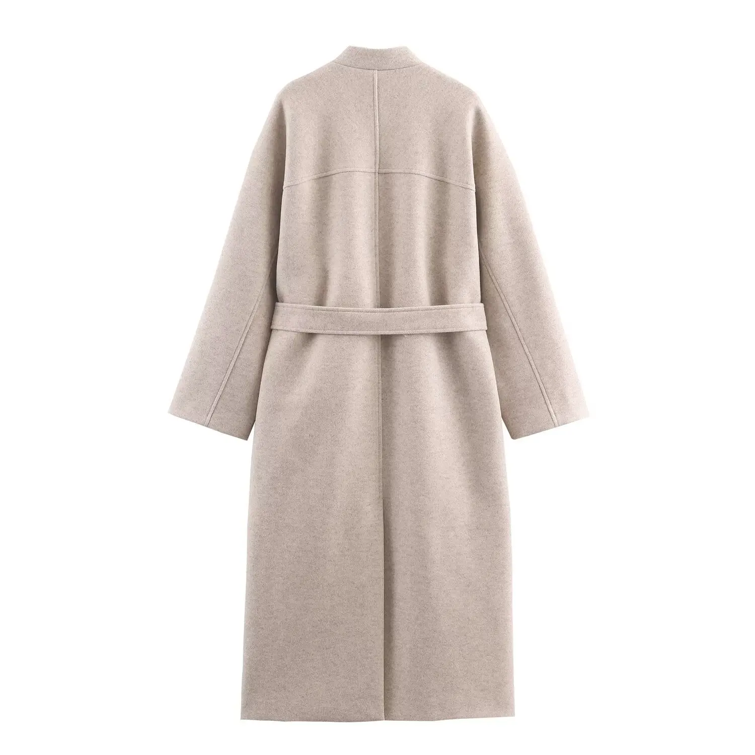 Manteau en laine élégant pour femmes, coupe-vent à simple boutonnage, manches longues avec poche à la taille, vêtements d'extérieur longs pour déplacements féminins