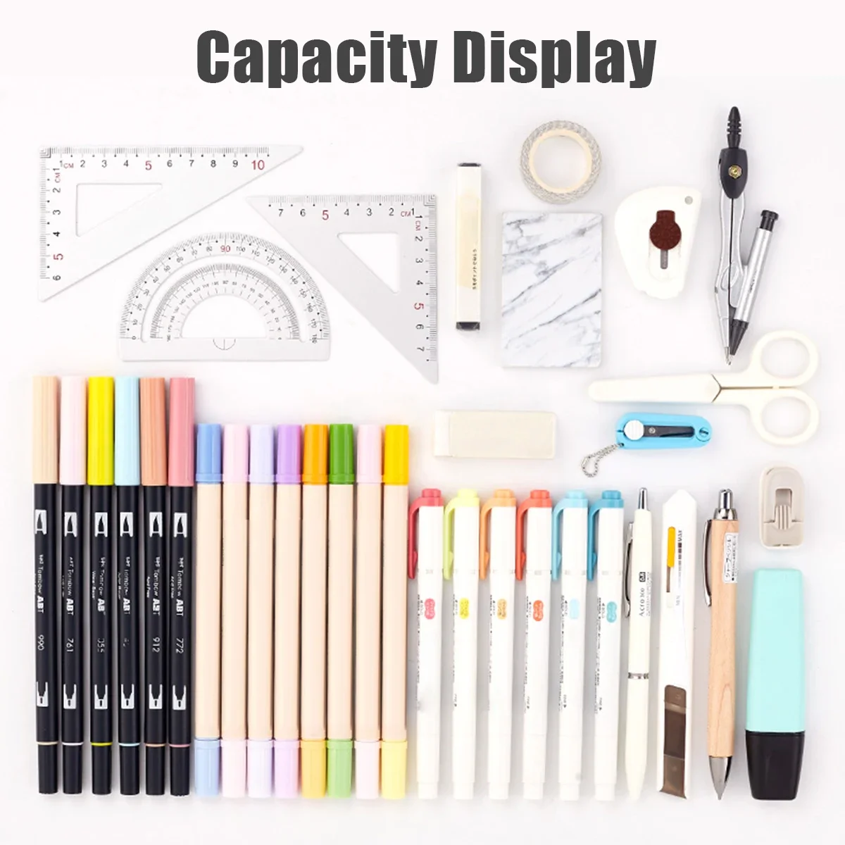 Large Capacity Pencil Case With 3 Compartment Pouch Pen Bag Macaron Color Pen Bag Storage Pouch for School Teen Girl Boy Women